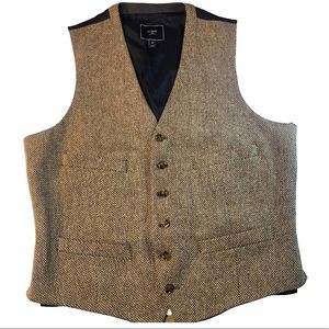 J Crew Brown Wool Blend Tweed Men’s Vest Size Medium